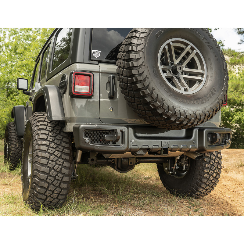 Jeep Wrangler JK Bumper - Rear - Rugged Ridge - Spartacus, Stamped Steel - Satin Black - `07-`18